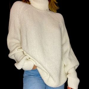 Chunky white knit sweater